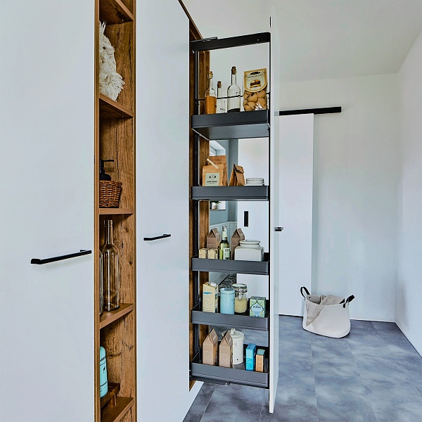 КОМПЛЕКТ ПВ, Диспенса 90° 450 мм, H 1600-2000, Арена ПЬЮР, 5 полок, цвет АНТРАЦИТ Kessebohmer | официальный магазин