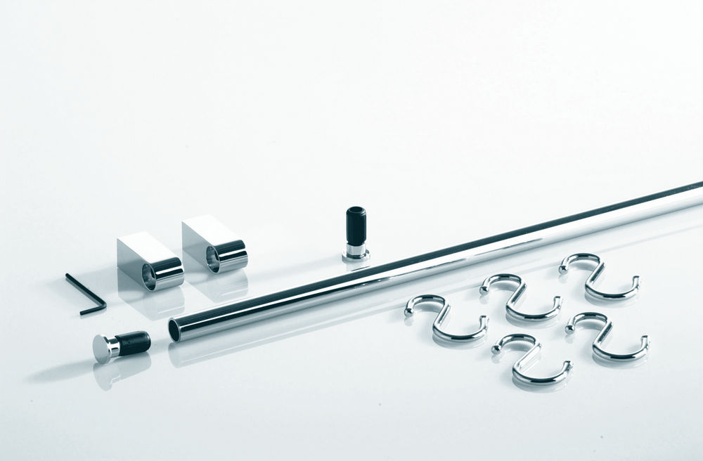 Рейлинг 600 мм, Линеро, Комплект: труба 600, 2 заглушки, 2 держателя, 5 крючков Kessebohmer | официальный магазин